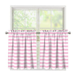 Pink And White Striped Pattern Print Tier Curtains