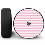 Pink And White Striped Pattern Print Tire Cover With Camera Hole