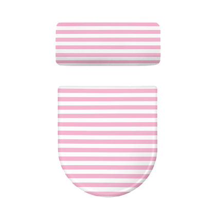 Pink And White Striped Pattern Print Toilet Lid And Tank Cover Set