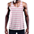 Pink And White Striped Pattern Print Men's Workout Tank Top