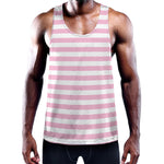 Pink And White Striped Pattern Print Training Tank Top