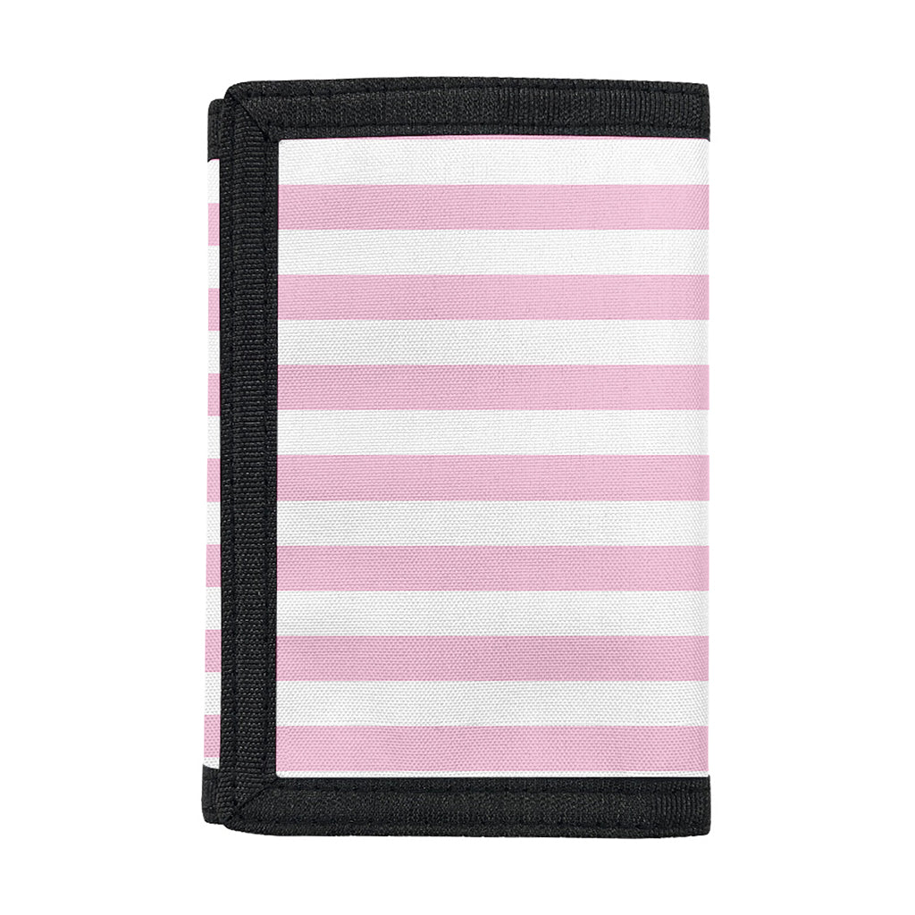 Pink And White Striped Pattern Print Trifold Wallet