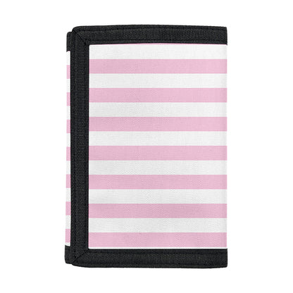 Pink And White Striped Pattern Print Trifold Wallet
