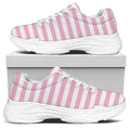 Pink And White Striped Pattern Print White Chunky Shoes