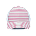 Pink And White Striped Pattern Print White Mesh Trucker Hat
