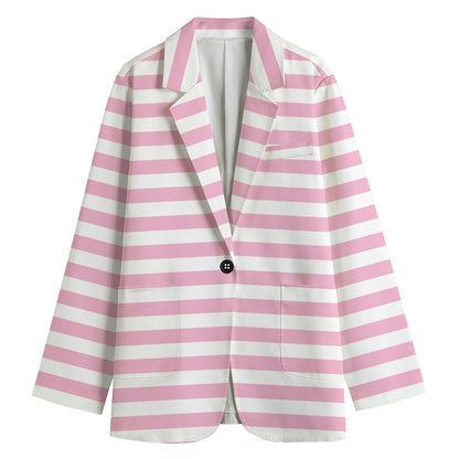 Pink And White Striped Pattern Print Women's Blazer