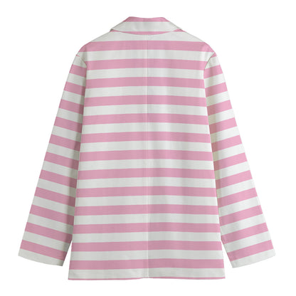 Pink And White Striped Pattern Print Women's Blazer