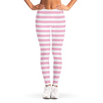 Pink And White Striped Pattern Print Women's Leggings