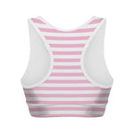 Pink And White Striped Pattern Print Women's Sports Bra