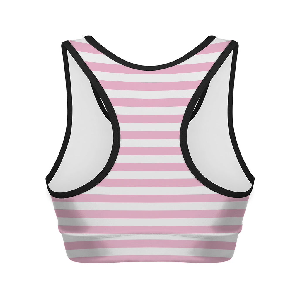 Pink And White Striped Pattern Print Women's Sports Bra