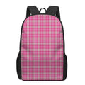 Pink And White Tartan Pattern Print 17 Inch Backpack