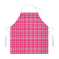 Pink And White Tartan Pattern Print Adjustable Apron