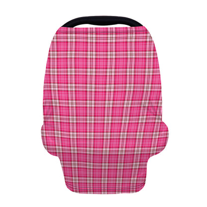 Pink And White Tartan Pattern Print Baby Seat Cover