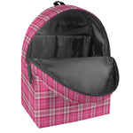 Pink And White Tartan Pattern Print Backpack