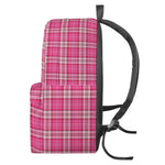 Pink And White Tartan Pattern Print Backpack