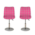 Pink And White Tartan Pattern Print Bar Stool Covers