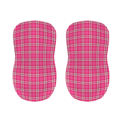 Pink And White Tartan Pattern Print Bar Stool Covers