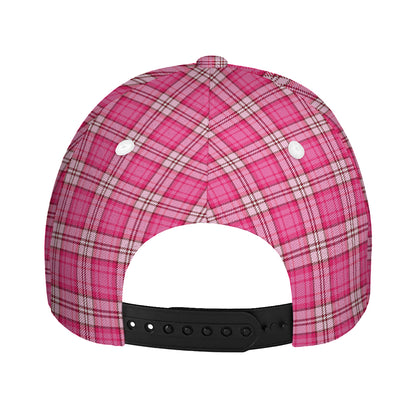 Pink And White Tartan Pattern Print Baseball Cap