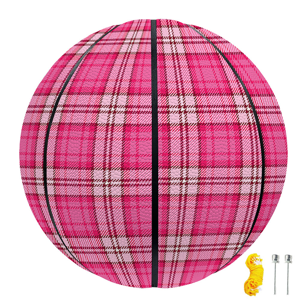 Pink And White Tartan Pattern Print Basketball