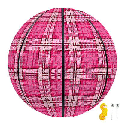 Pink And White Tartan Pattern Print Basketball