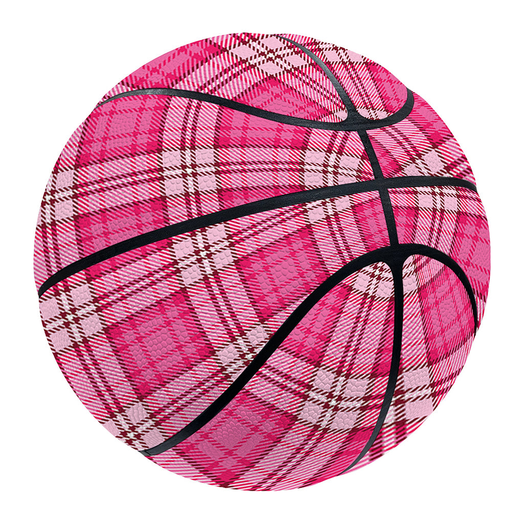 Pink And White Tartan Pattern Print Basketball