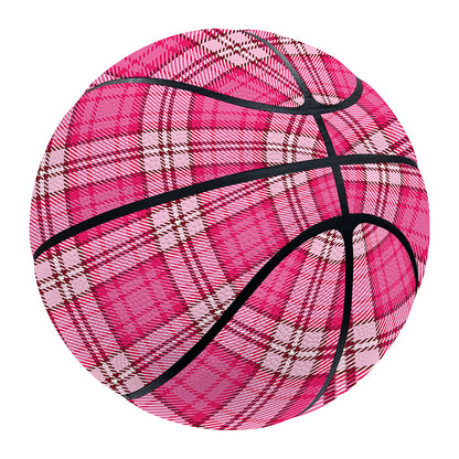 Pink And White Tartan Pattern Print Basketball