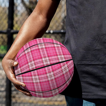 Pink And White Tartan Pattern Print Basketball