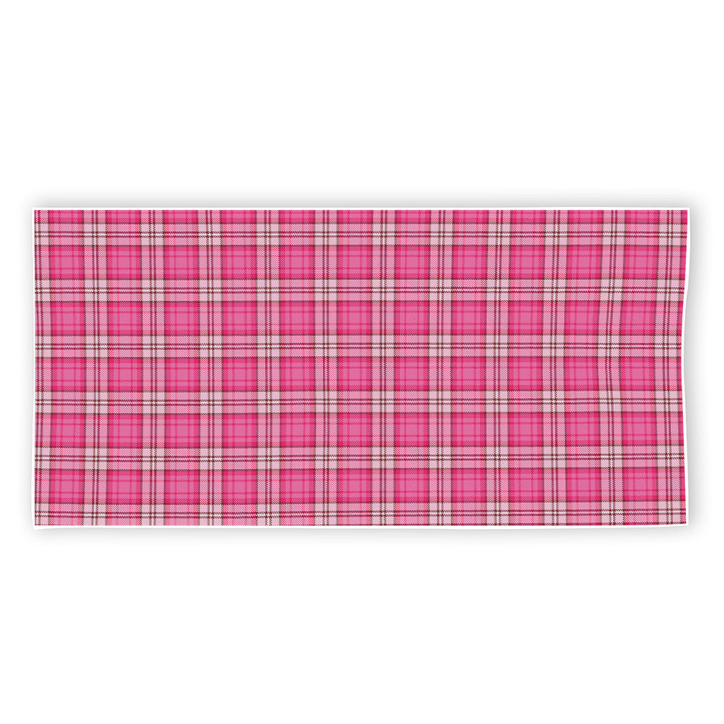 Pink And White Tartan Pattern Print Beach Towel