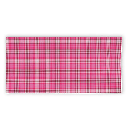 Pink And White Tartan Pattern Print Beach Towel