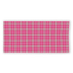 Pink And White Tartan Pattern Print Beach Towel