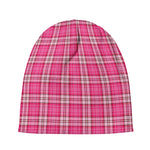 Pink And White Tartan Pattern Print Beanie