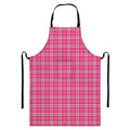 Pink And White Tartan Pattern Print Bib Apron With Pocket