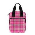 Pink And White Tartan Pattern Print Bible Tote Bag