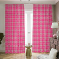 Pink And White Tartan Pattern Print Dimout Pencil Pleat Curtains