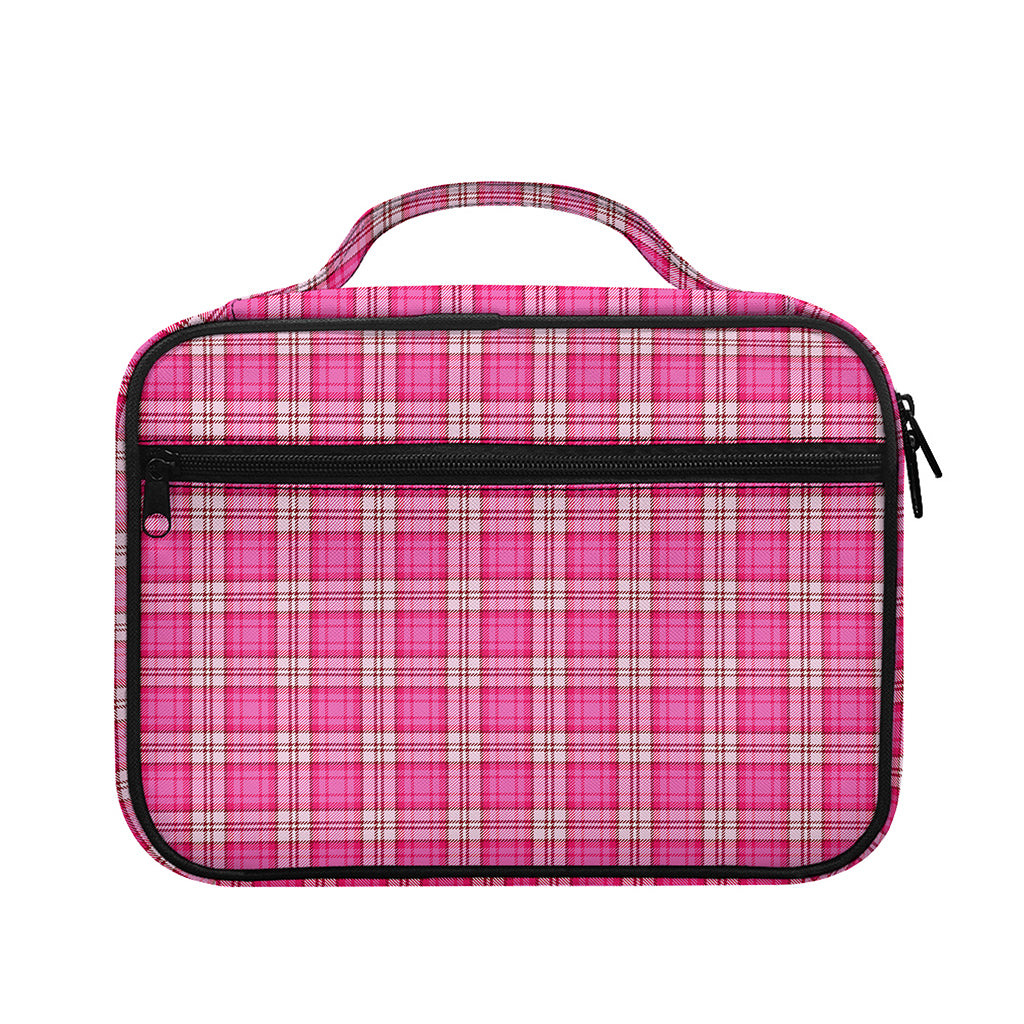 Pink And White Tartan Pattern Print Briefcase Bible Bag
