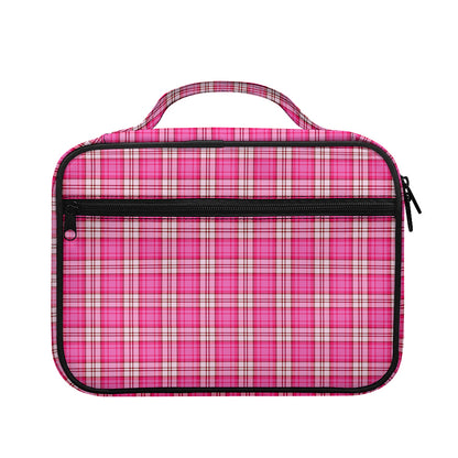 Pink And White Tartan Pattern Print Briefcase Bible Bag