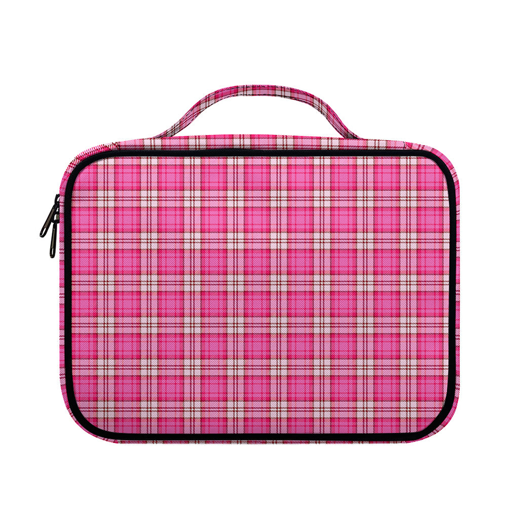 Pink And White Tartan Pattern Print Briefcase Bible Bag