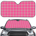 Pink And White Tartan Pattern Print Car Windshield Sun Shade