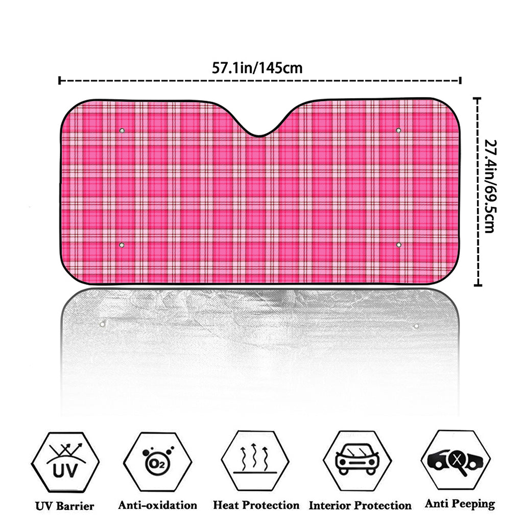 Pink And White Tartan Pattern Print Car Windshield Sun Shade