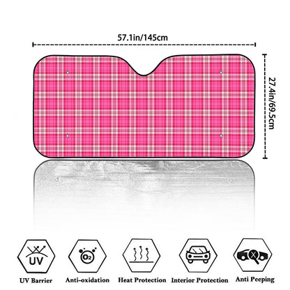 Pink And White Tartan Pattern Print Car Windshield Sun Shade