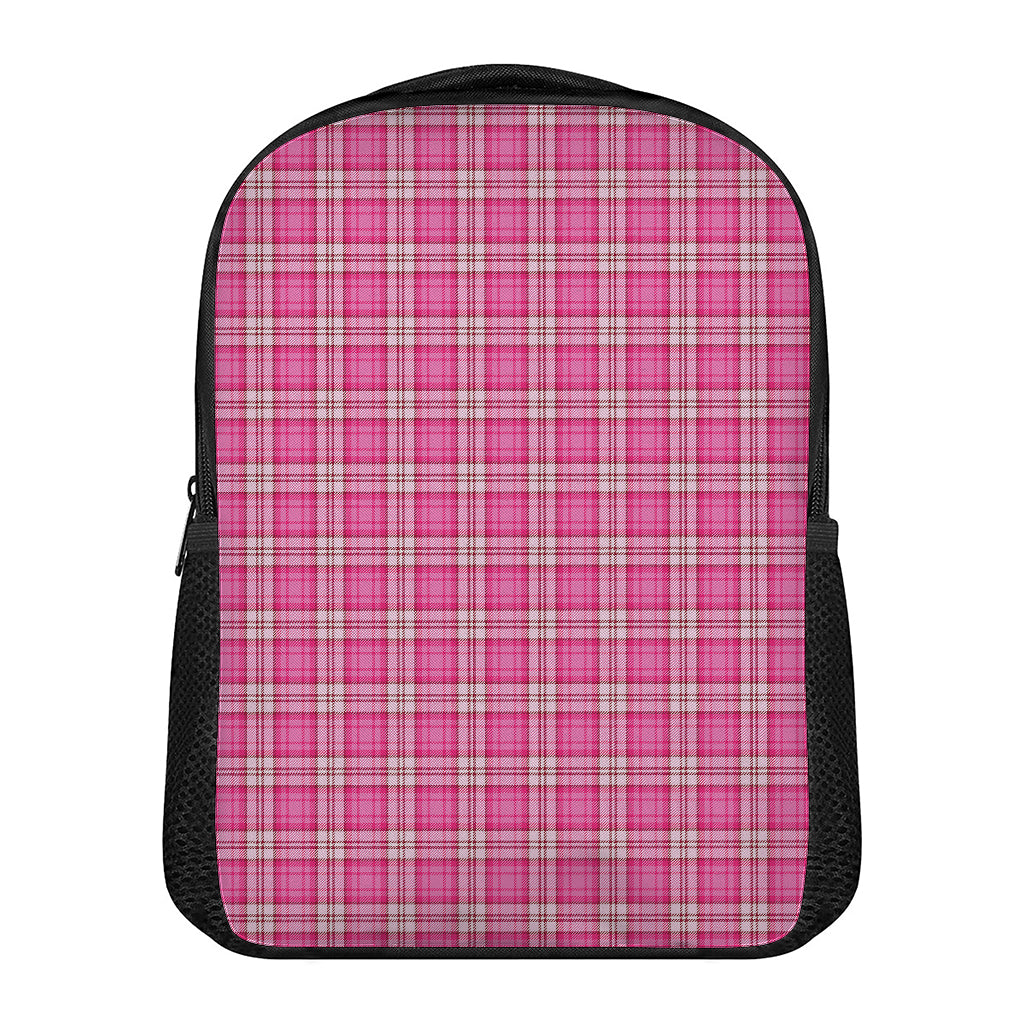 Pink And White Tartan Pattern Print Casual Backpack