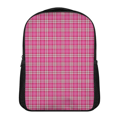 Pink And White Tartan Pattern Print Casual Backpack