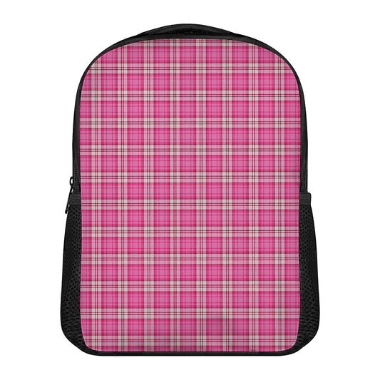 Pink And White Tartan Pattern Print Casual Backpack
