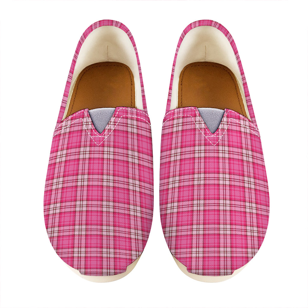 Pink And White Tartan Pattern Print Casual Shoes