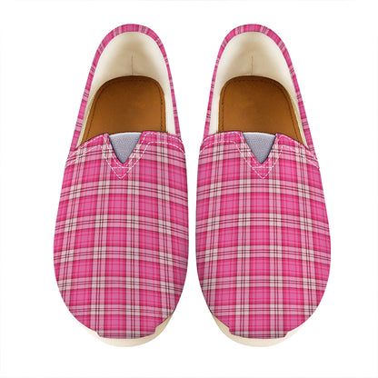 Pink And White Tartan Pattern Print Casual Shoes