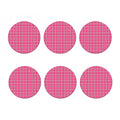Pink And White Tartan Pattern Print Coaster Set