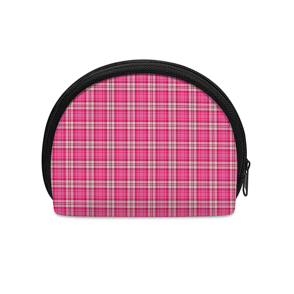 Pink And White Tartan Pattern Print Coin Purse