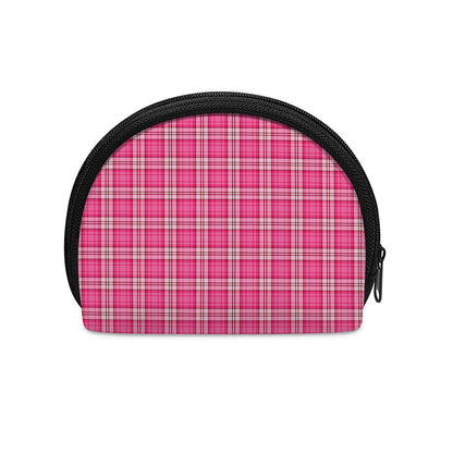 Pink And White Tartan Pattern Print Coin Purse
