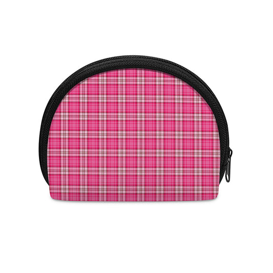 Pink And White Tartan Pattern Print Coin Purse