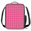 Pink And White Tartan Pattern Print Crossbody Lunch Bag